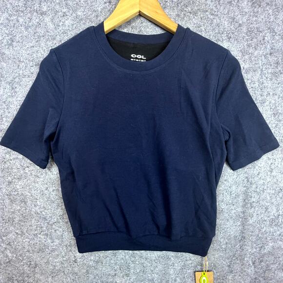 OGL Move Brami Top Womens Small Smoky Navy Lyocell Wool Banded Hem Built in Bra - Picture 1 of 7